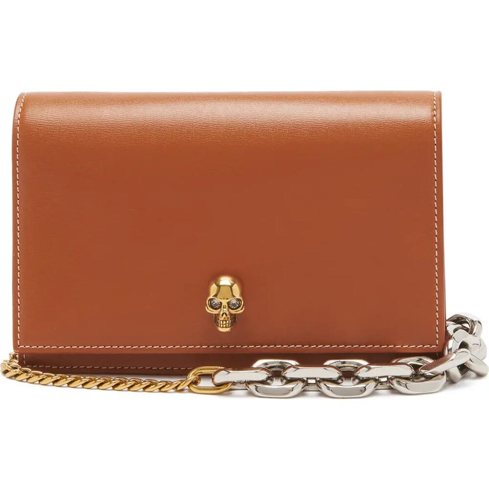 Alexander McQueen Small Skull City Lux Leather Crossbody Bag in Caramel Tan Cover