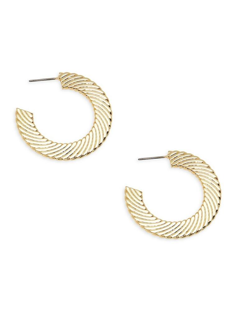 Argento Vivo Women's 14K Goldplated Etched Flat Hoop Earrings Cover