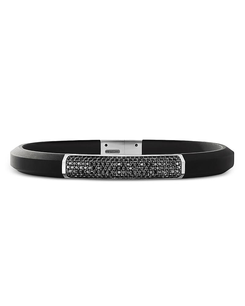 David Yurman Men's Sterling Silver Streamline Black Diamond Pave Black Rubber Bracelet Cover