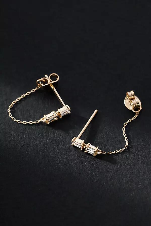 By Anthropologie Diamond Baguette Chain Loop Earrings Cover