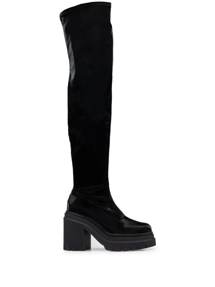 HUGO x Bella Poarch vinyl-effect heeled boots - Black Cover