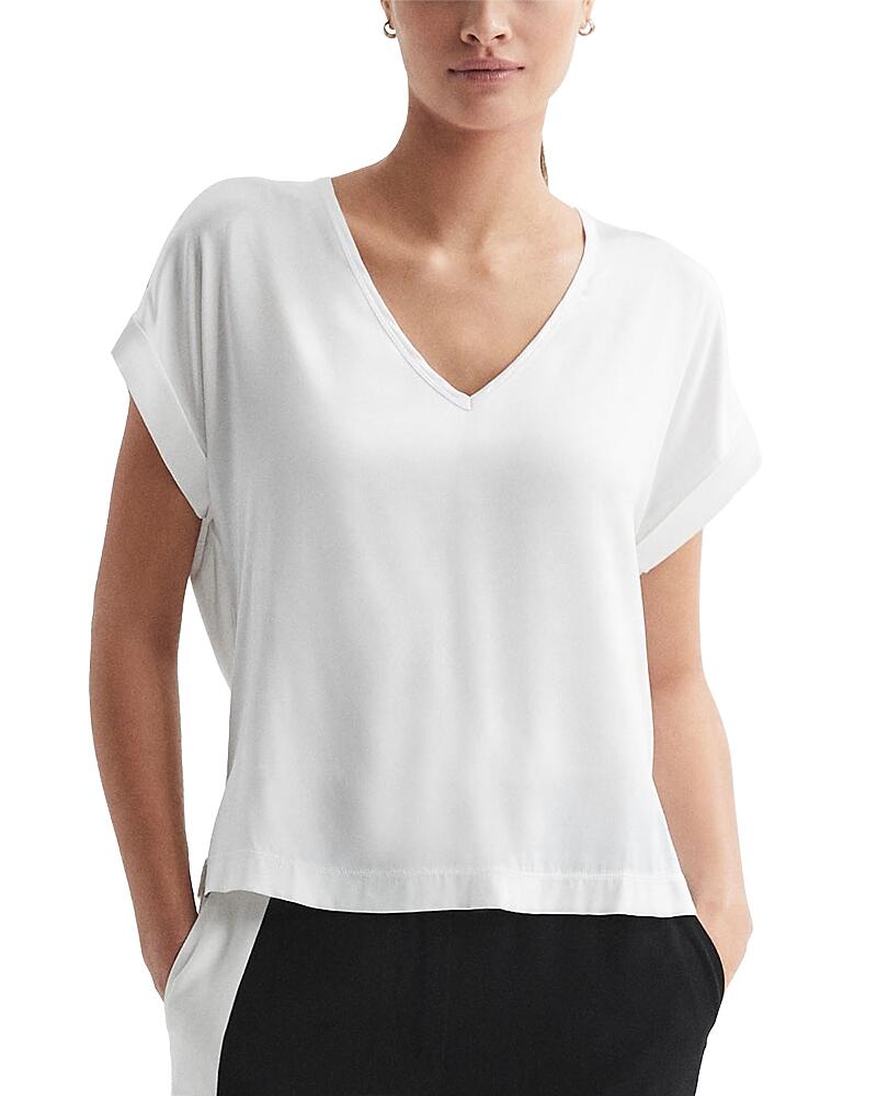 Reiss Natalia V Neck Silk Front Tee Cover