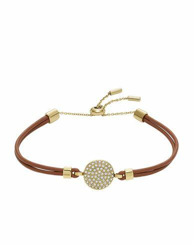 Fossil Woman Bracelet Brown Stainless Steel, Leather Cover