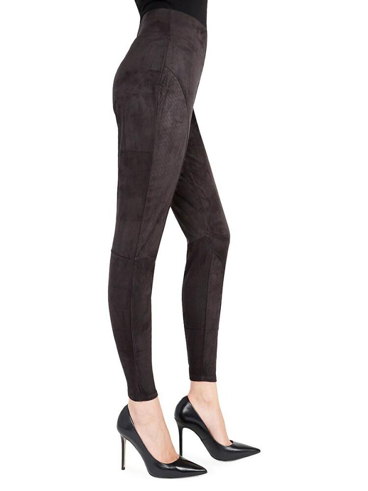 Memoi Women's Mixed Texture Shaping Leggings - Black Cover