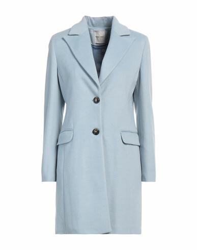 Take-two Woman Coat Sky blue Polyester, Viscose Cover