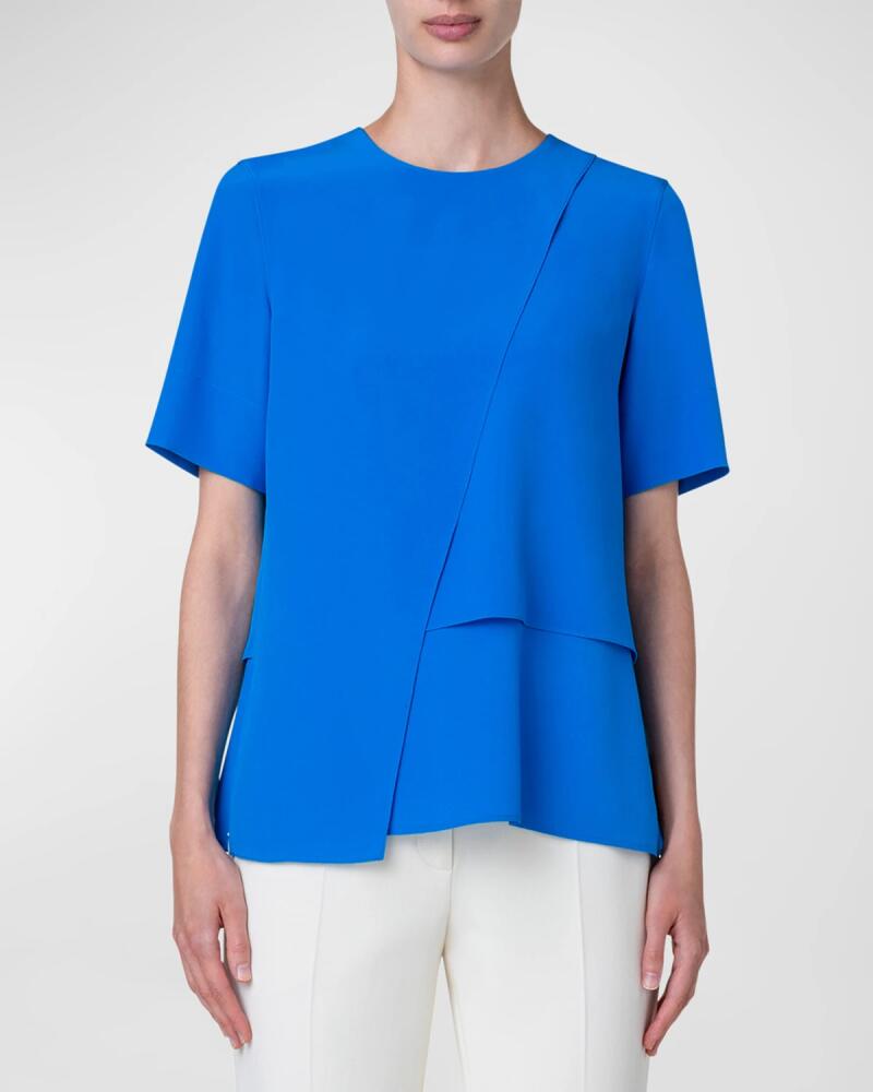 Akris Short-Sleeve Layered Silk Blouse Cover