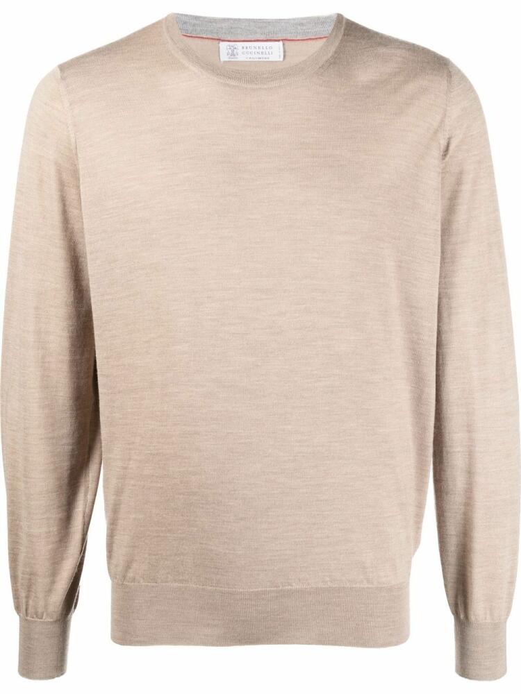 Brunello Cucinelli fine-knit crew-neck jumper - Neutrals Cover