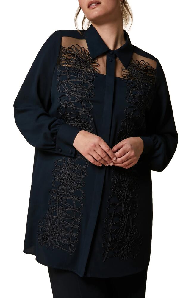 Marina Rinaldi Embroidered Crepe Tunic in Midnightblue Cover