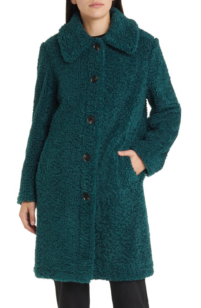 Sam Edelman Longline Teddy Fleece Coat in Peacock Green Cover