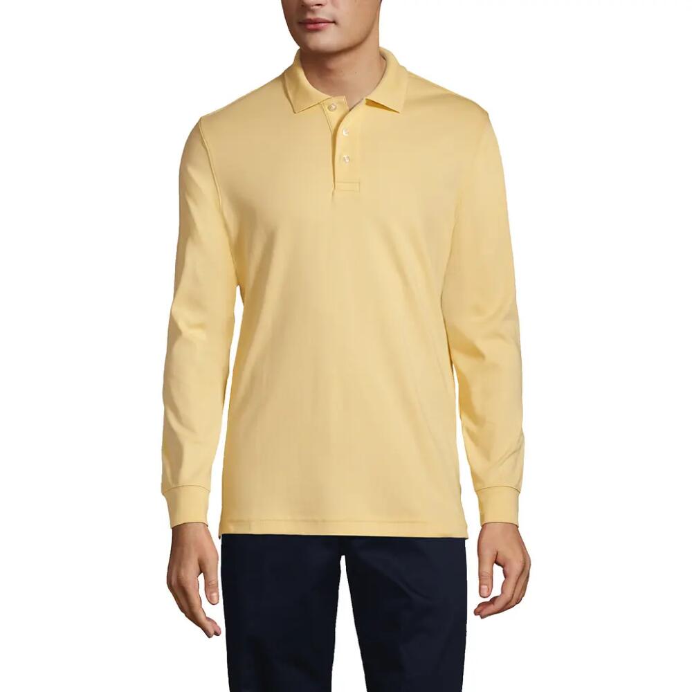 Lands' End School Uniform Long Sleeve Interlock Polo Shirt in Maize Cover