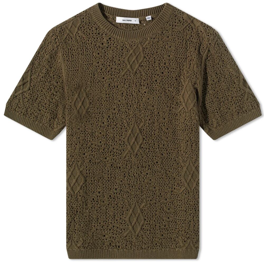 Daily Paper Men's Shield Crochet T-Shirt in Four Leaf Cover