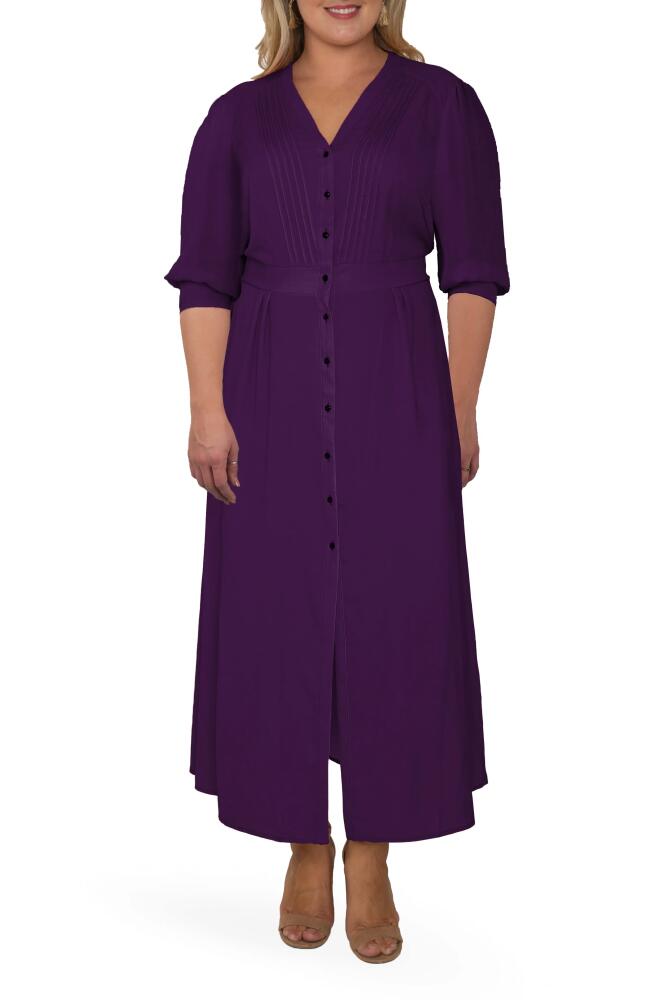 Standards & Practices Romantic Pintuck Dress in Deep Purple Cover