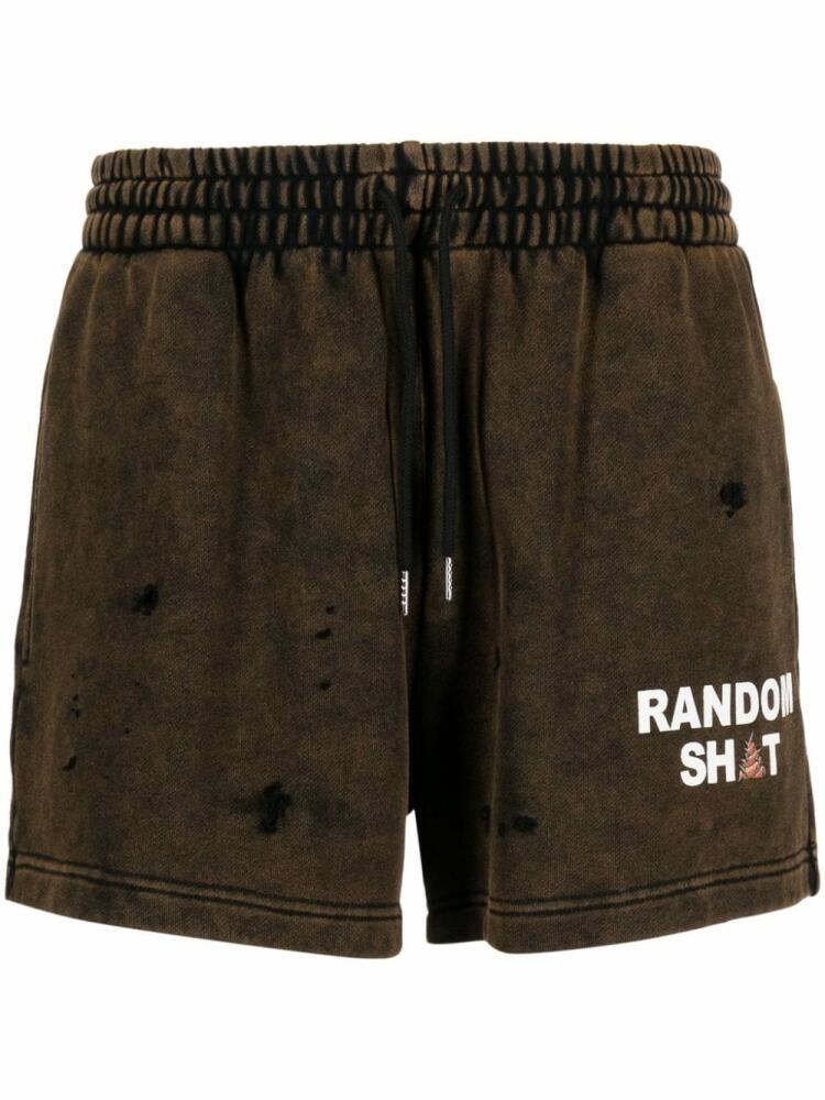 Natasha Zinko Random distressed-effect cotton shorts - Brown Cover