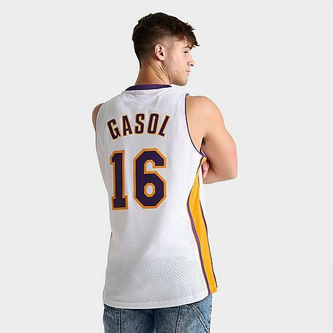 Mitchell And Ness Men's Pau Gasol Los Angeles Lakers NBA 2008-09 Noche Latina Swingman Basketball Jersey Shirt in White/White Cover