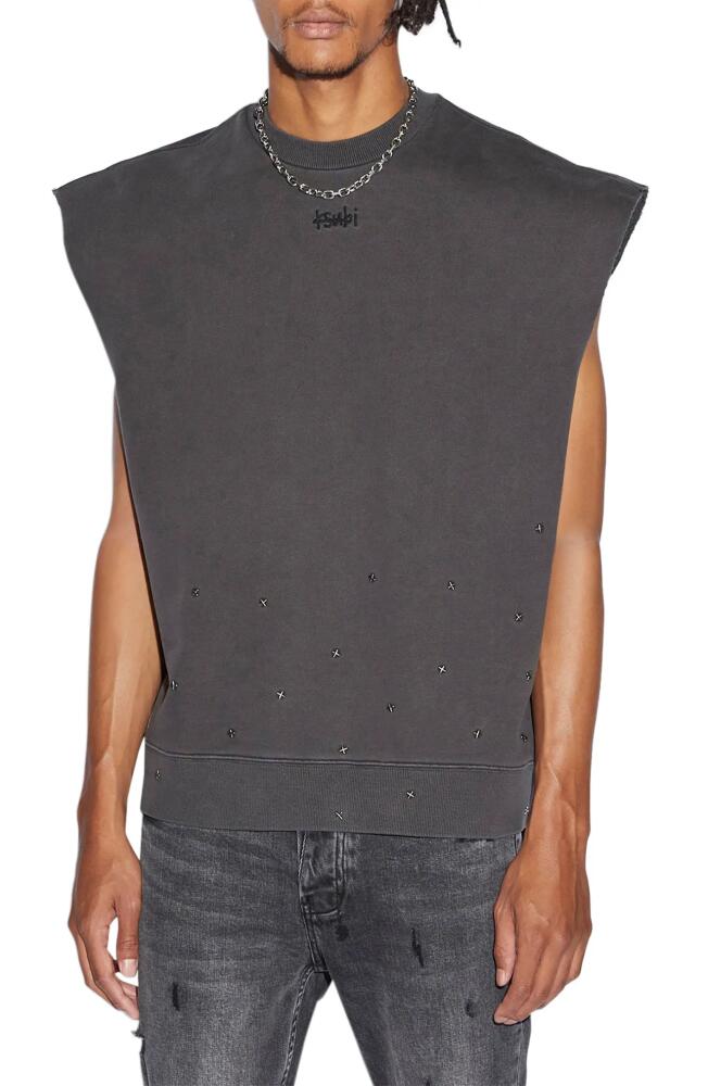 Ksubi Jupiter Slash Studded Sleeveless Cotton Sweatshirt in Black Cover