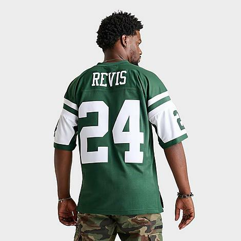 Mitchell And Ness Men's Darrelle Revis New York Jets NFL Legacy Football Jersey Shirt in Green/Hunter Green Cover