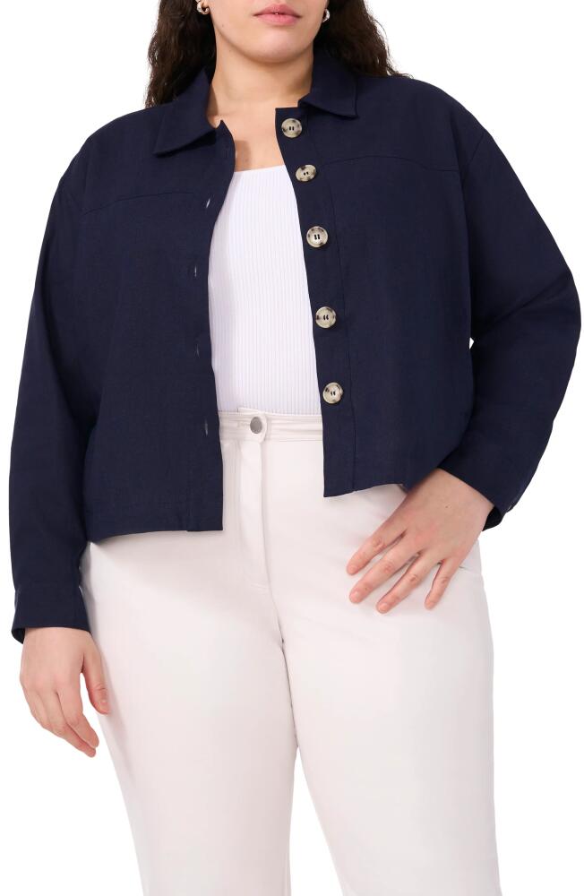 halogen(r) Patch Pocket Crop Linen Blend Jacket in Classic Navy Cover