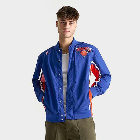 Mitchell And Ness Men's New York Knicks NBA 1992-93 Authentic Warm-Up Jacket in Blue/Blue Cover