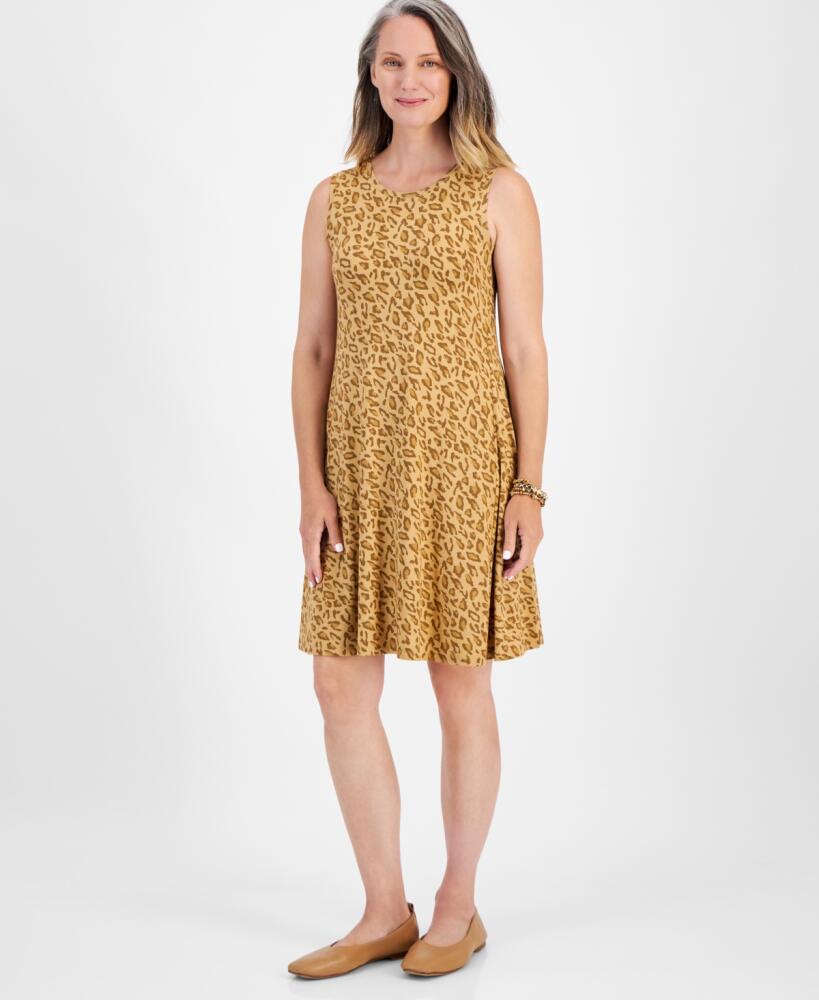 Style & Co Women's Printed Sleeveless Flip-Flop Dress, Created for Macy's - Animal Coffee Cover