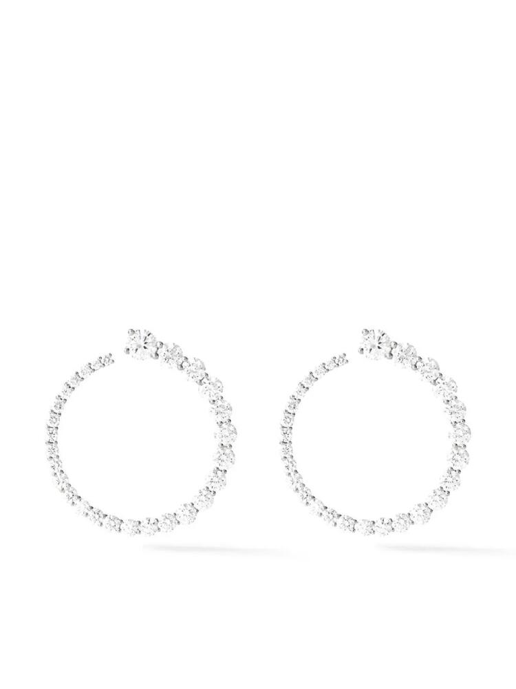 Melissa Kaye 18kt white gold and diamond Aria hoop earrings - Silver Cover