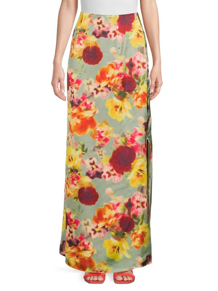 BCBGMAXAZRIA Women's Floral Maxi Skirt - Green Multi Cover