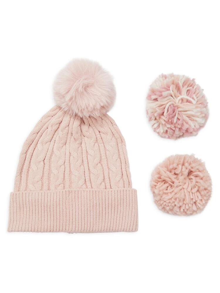 Vince Camuto Women's Pick-A-Pom Faux Fur Beanie - Blush Cover