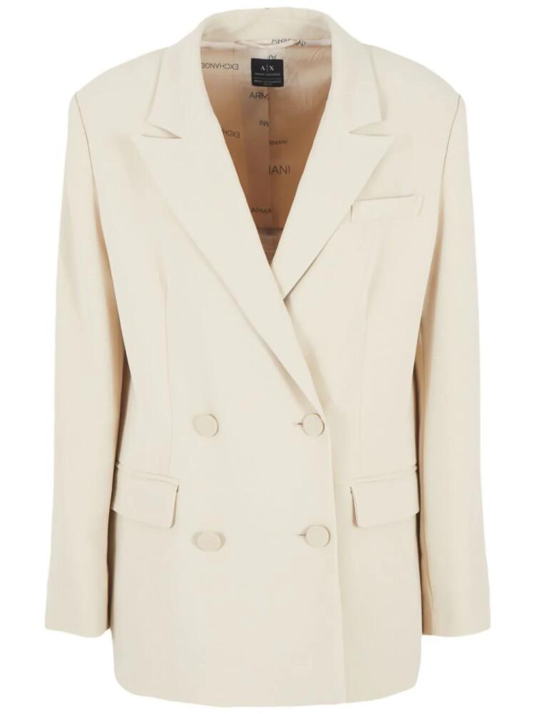 Armani Exchange logo-patch double-breasted blazer - Neutrals Cover