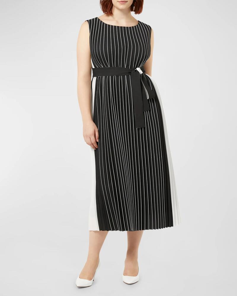 Marina Rinaldi Plus Size Zingaro Pleated Two-Tone Midi Dress Cover