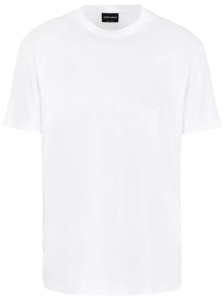 Giorgio Armani monogram-embroidered cotton T-shirt - White Cover