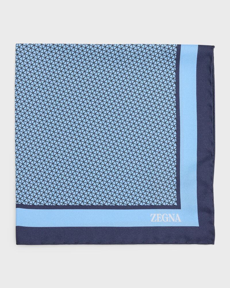 ZEGNA Men's Silk Geometric-Print Pocket Square Cover