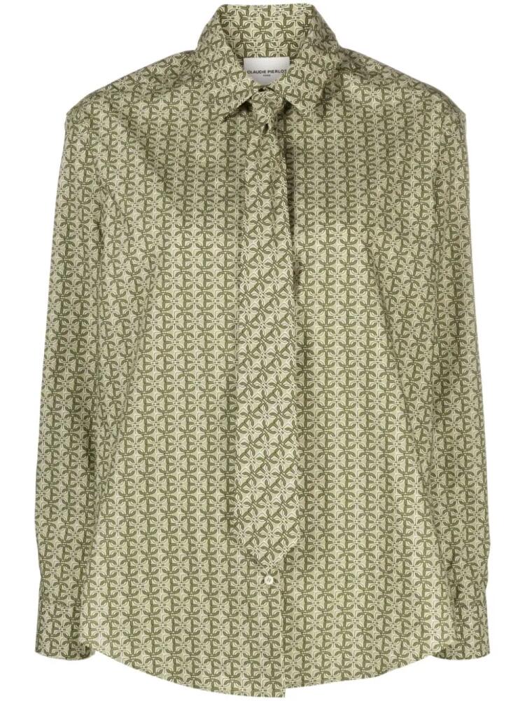 Claudie Pierlot geometric-print poplin shirt - Green Cover