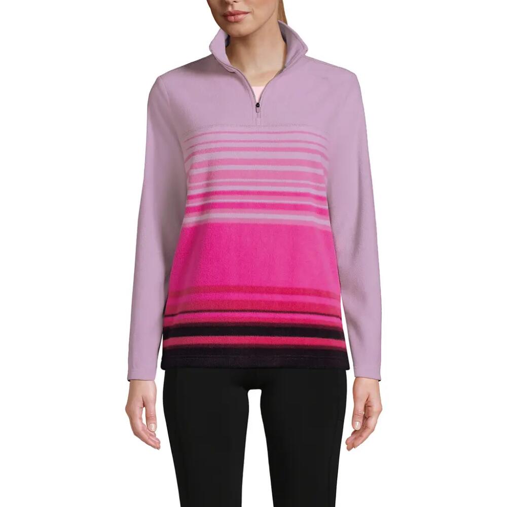 Lands' End Anyweather Fleece Quarter Zip Pullover in Spiced Rhubarb Ombre Stripe Cover