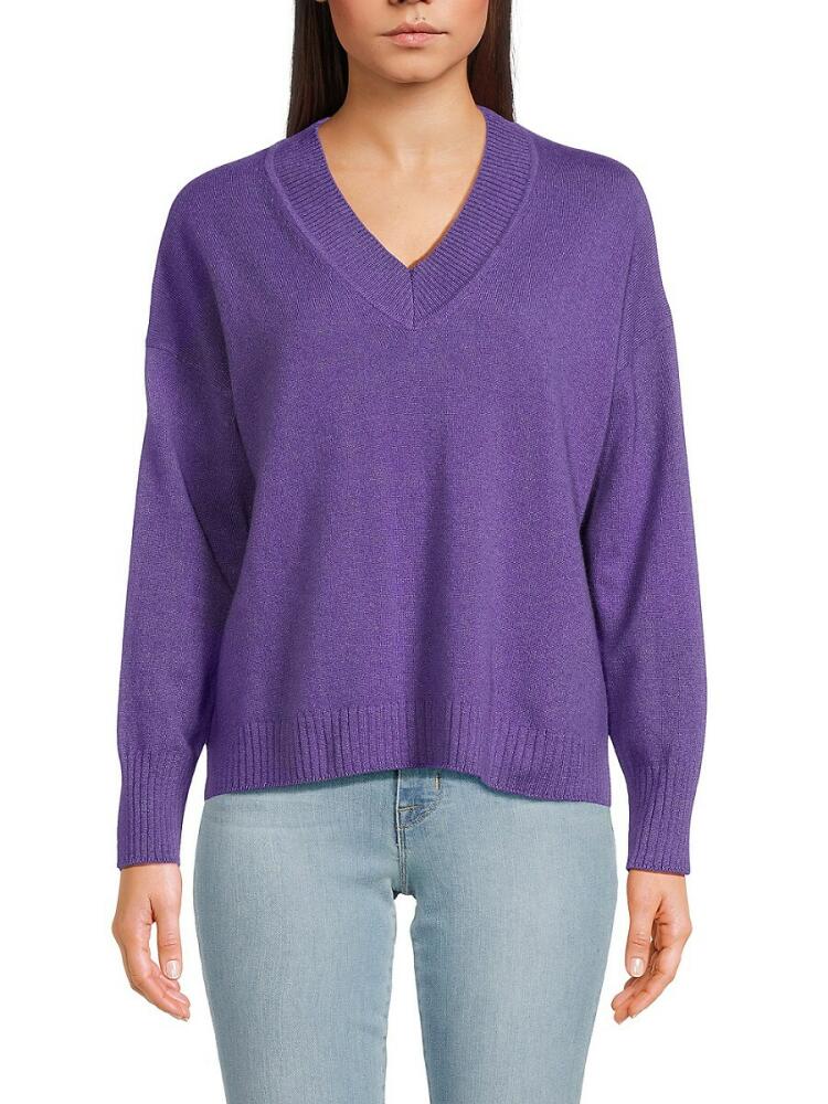 Design 365 Women's Slouchy V-Neck Cashmere Sweater - Pansy Cover