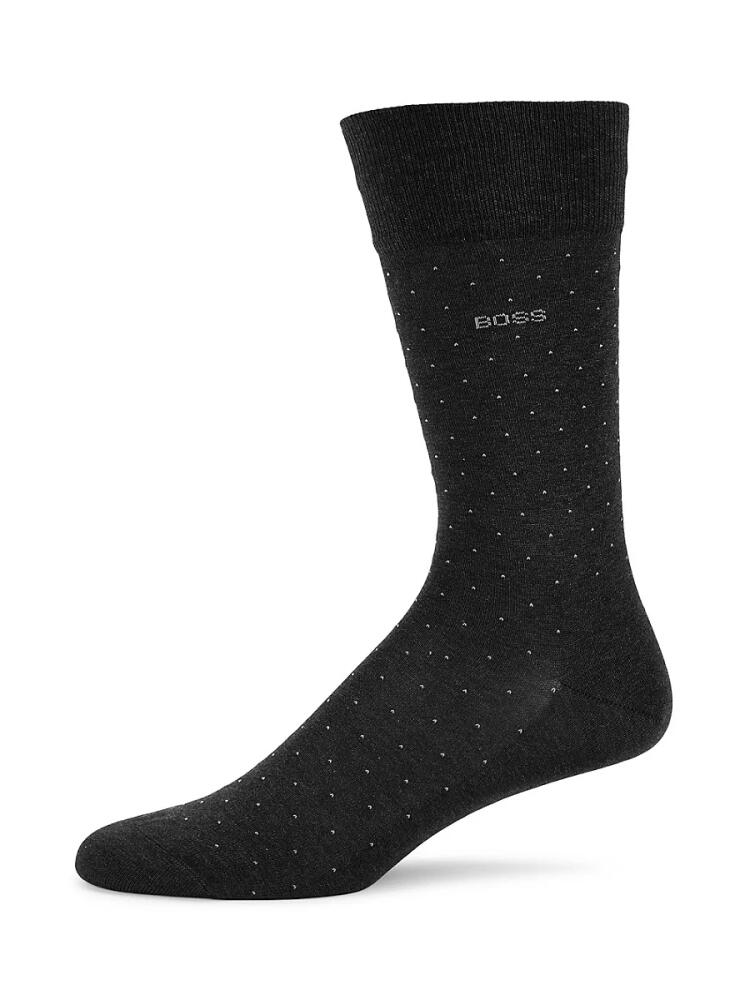 BOSS Men's George Dot Print Logo Socks - Charcoal Cover