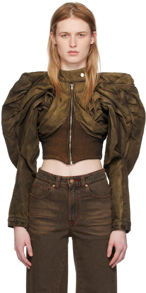 Masha Popova SSENSE Exclusive Brown Denim Jacket Cover