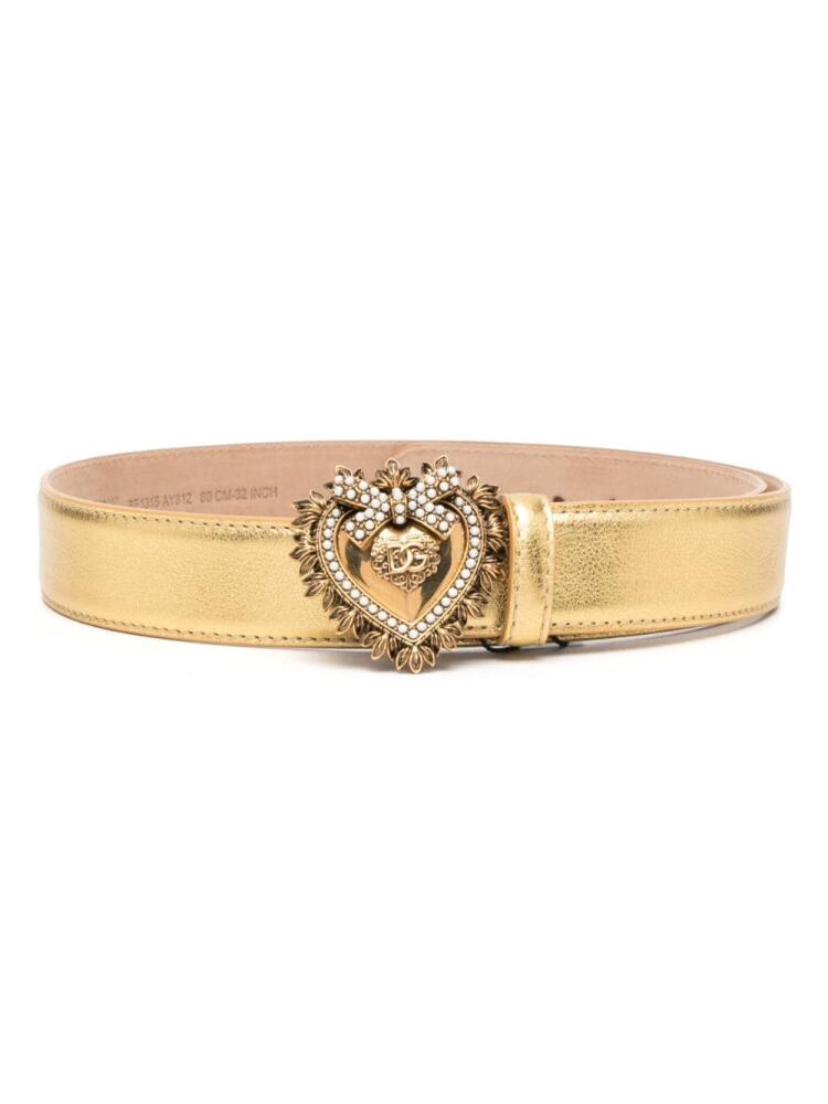 Dolce & Gabbana heart-buckle leather belt - Gold Cover