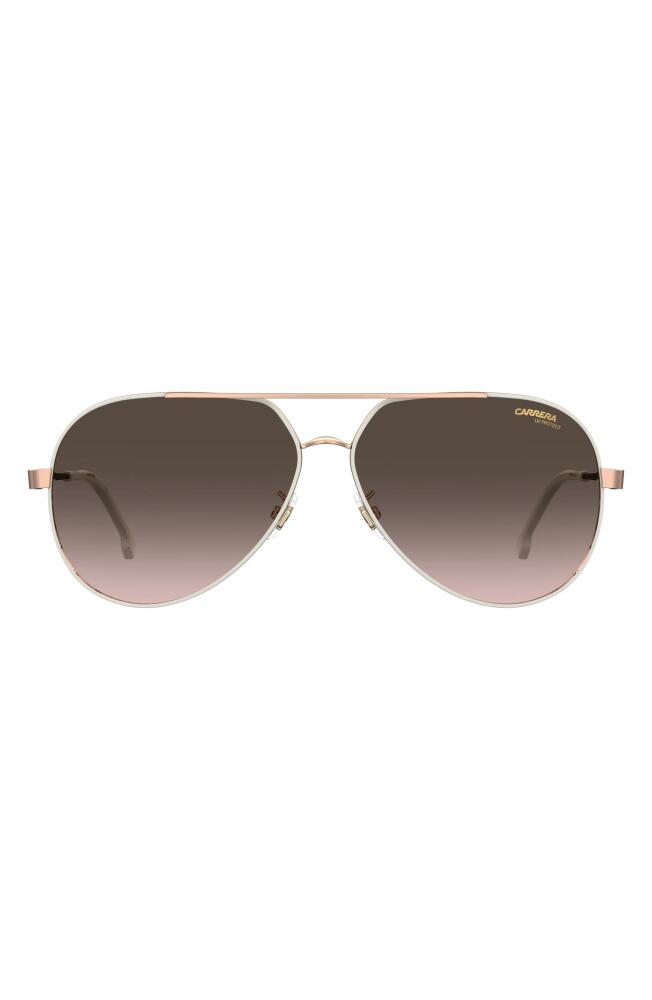 Carrera Eyewear 63mm Polarized Oversize Aviator Sunglasses in White Copper Gold/Brown Cover