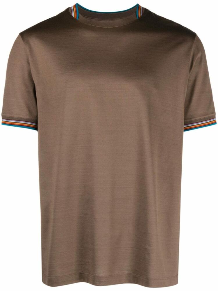 Paul Smith stripe-detailed cotton T-shirt - Neutrals Cover