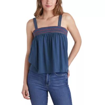 Eddie Bauer Women's Gate Check Embroidered Square-Neck Tank Top Cover