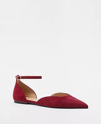 Ann Taylor Ankle Strap Pointy Toe Suede Flats Cover