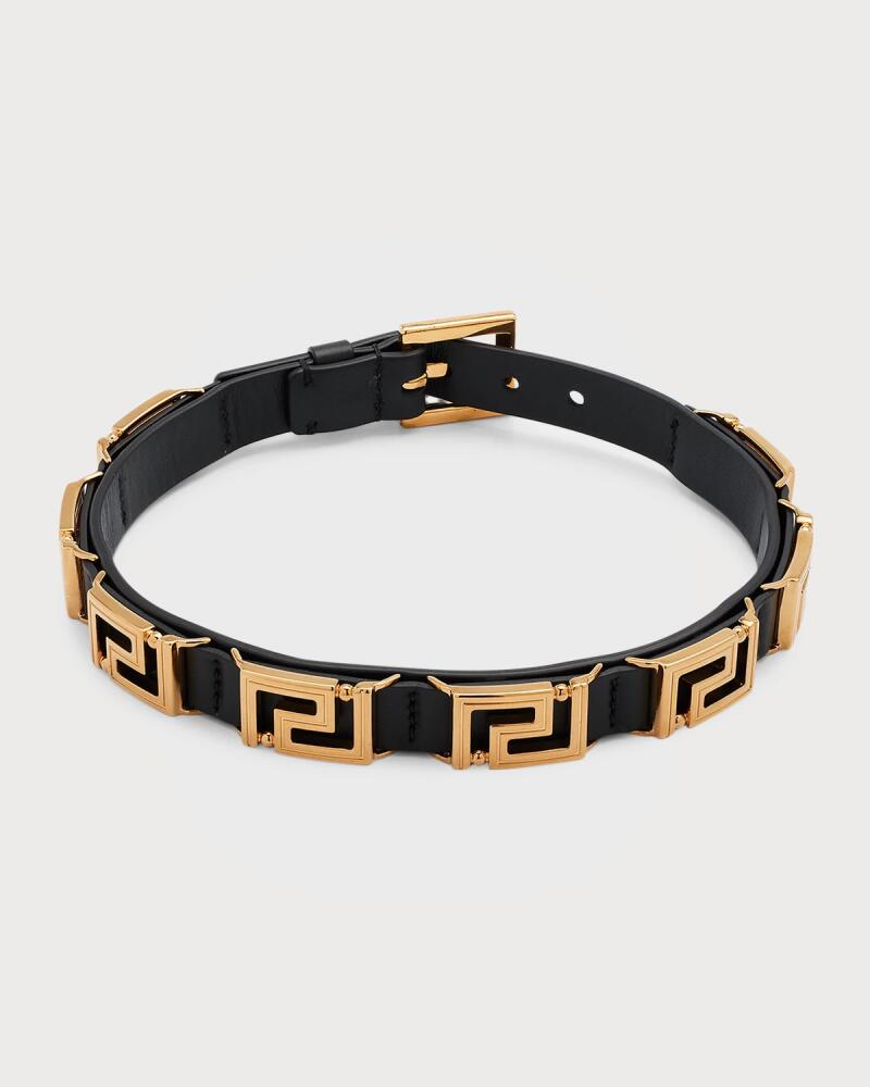 Versace Greca Metal Leather Choker Necklace Cover