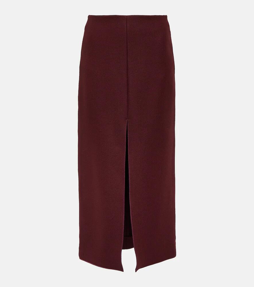 Patou Front-slit wool-blend midi skirt Cover