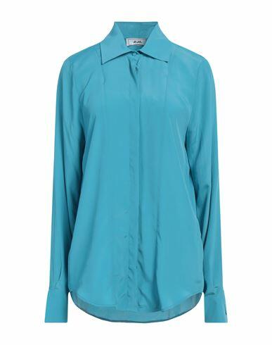 Jijil Woman Shirt Turquoise Acetate, Silk Cover