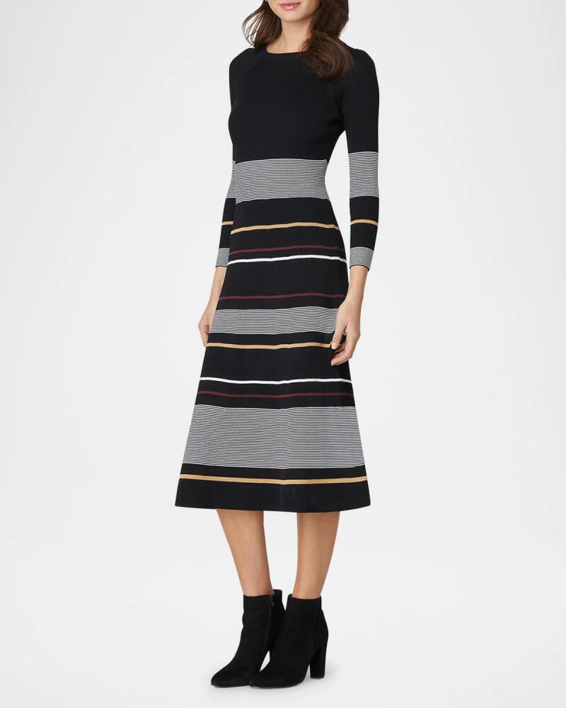 Shoshanna Krista Striped Ribbed Knit Midi Dress Cover