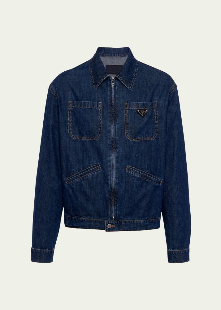 Prada Men's Light Denim Zip Jacket Cover