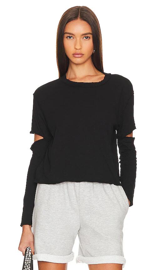 Bobi Elbow Cut Long Sleeve Top in Black Cover