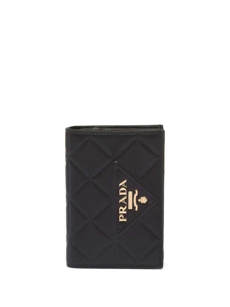 Prada triangle-embossed logo-plaque wallet - Black Cover