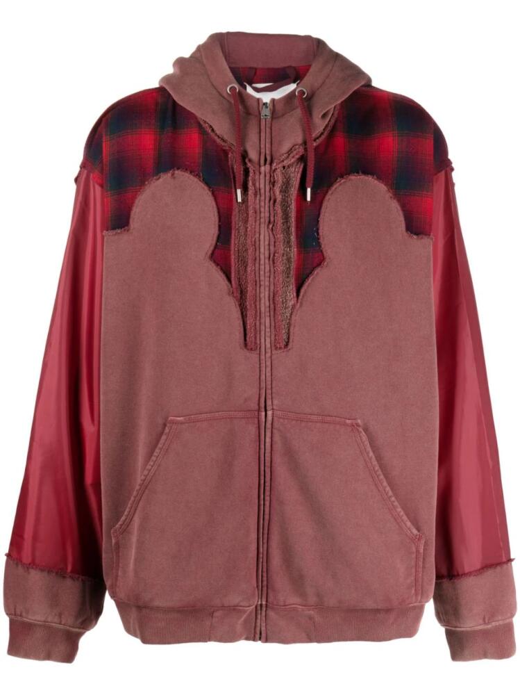 Maison Margiela x Pendleton yoke-detail zip-up hoodie - Red Cover