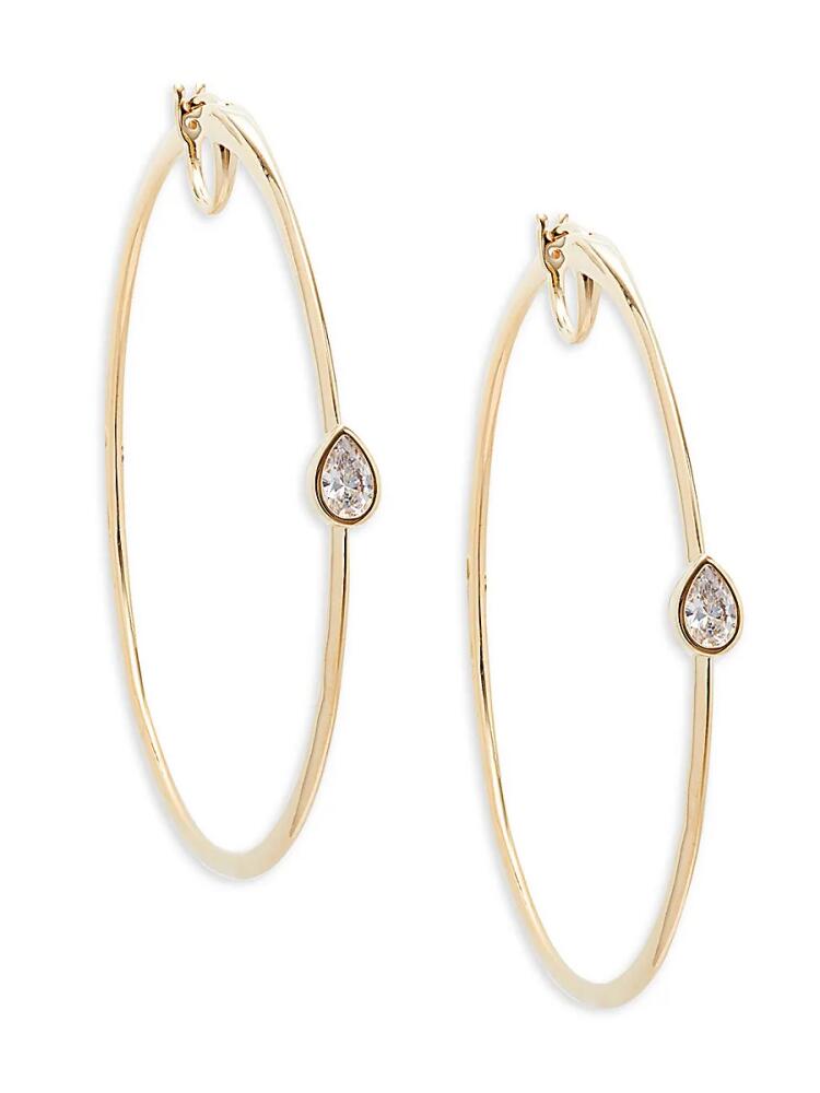 Adriana Orsini Women's Zoe 18K Goldplated & Cubic Zirconia Large Hoop Earrings Cover