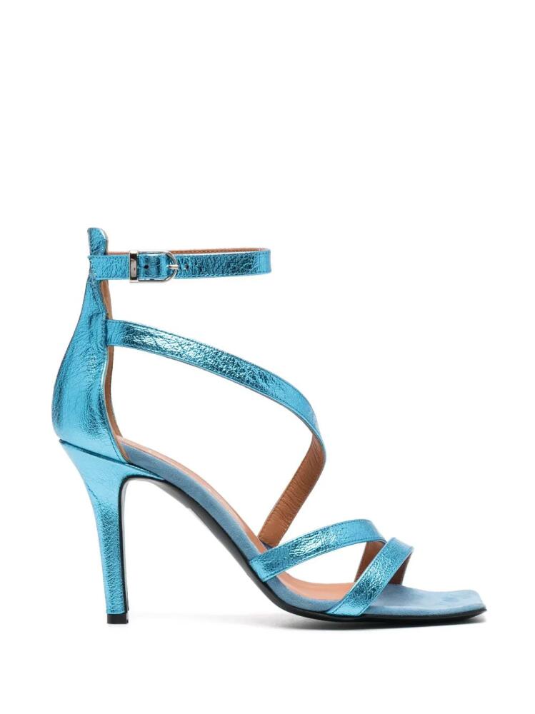 Via Roma 15 100mm open-toe leather sandals - Blue Cover